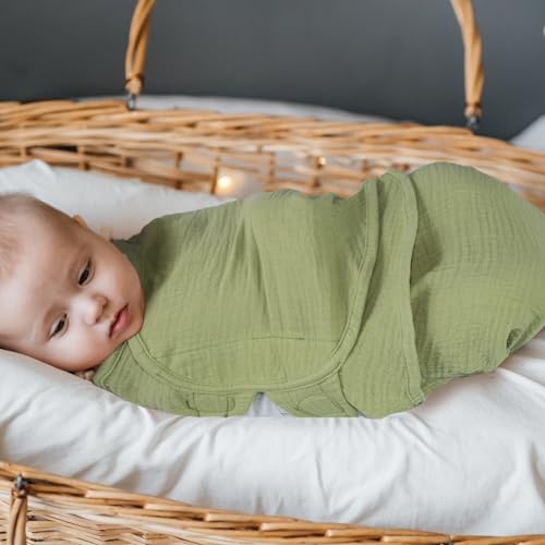 Image of Organic Ultra Soft Muslin Baby Swaddles for Newborn Babies, 3-Pack Adjustable Infant Sleep Sack wrap (Vitality Style, 0-3 Months)