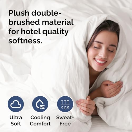 Image of Duvet Cover Super King Size Set - Extra Soft Super King Duvet Cover 108 inch x 98 inch with 2 Pillow Shams for Women, Men, Kids & Teens - Comfy, Cozy, Hotel Luxury with Zipper Closures & Ties (Antique White)