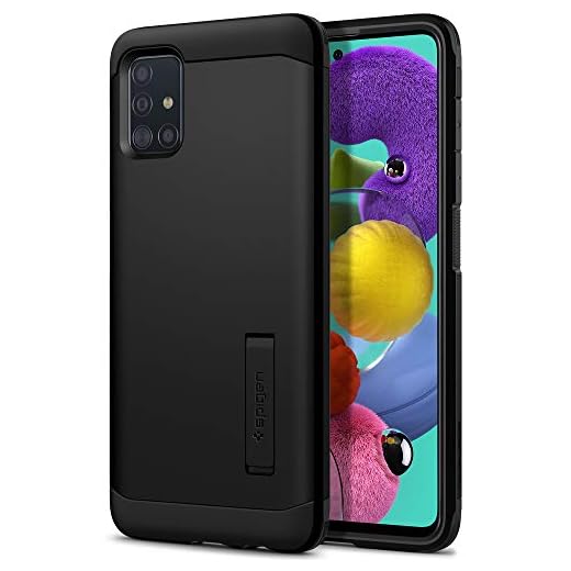 Spigen Tuff Armor kompatibel med Samsung Galaxy A51 fodral ACS00930 anti-fingeravtryck stötsäker dubbel skyddande beläggning mobiltelefonfodral för extrem fallskydd svart