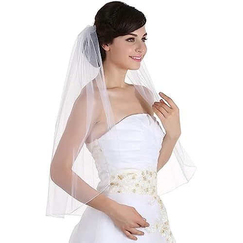 SAMKY 1T 1 Tier Pencil Edge Bridal Wedding Veil All Lengths 30/45/60/72/90/108