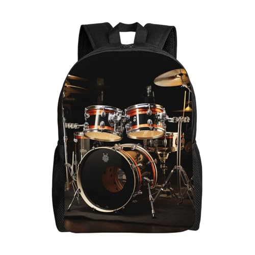 Drum Set Cute Backpack Waterproof Lightweight Laptop Backpack Shoulder Bag Casual Daypack For Women Men