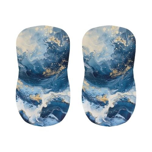 Image of Bar Stool Cover Stretch Counter Stools Pub Chair Slipcover for Dining Room Removable Anti-Scratches Spills Chair Covers for Dining Room Chairs Set of 4 Blue Waves Print