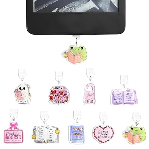 JYNVO 9er Kindle Staubschutz-Set,Typ C/USB-C-Anschlussabdeckungen | Lese-Freude Anhänger, Festgeschenk für Buchliebhaber(Bei Verwendung vollständig in die Nut des Staubstoppers einfügen)