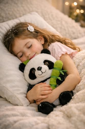 Image of Soft Stuffed Bamboo Panda 28 cm Teddy Bear Stuffed Panda with Bamboo Pillow Tube Ideal for Unisex Kids Birthday Gift for Girls and Boys (Black,White)
