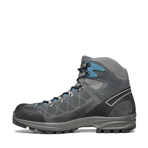 SCARPA Men's Kailash Trek GTX Waterproof Gore-Tex Lightweight Boots for Backpacking & Hiking - Shark Grey/Lake Blue - 11.5-12