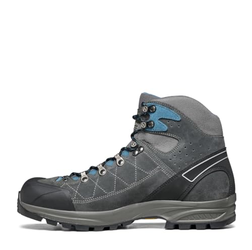 SCARPA Men's Kailash Trek GTX Waterproof Gore-Tex Lightweight Boots for Backpacking & Hiking - Shark Grey/Lake Blue - 9-9.5