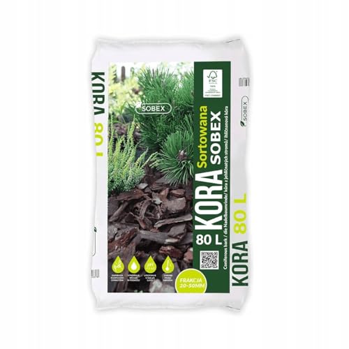 Wooden Bark Chunky Chips Wood Chippings for Garden Landscaping Projects Pure 80L Quality 20-50mm Improves Soil Structure and Helps with Weed Suppression