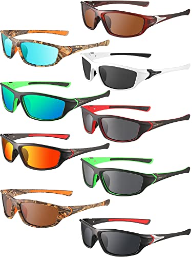 Image of Konohan 9 Pairs Polarized Sports Sunglasses for Men Driving Shades Running and Tactical Polarized Sunglasses