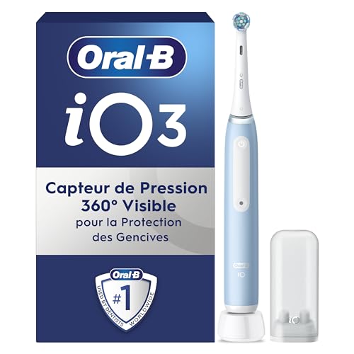 Oral-B iO 3 Brosse à Dents Électrique, Bleue, 1 Porte-Brossettes