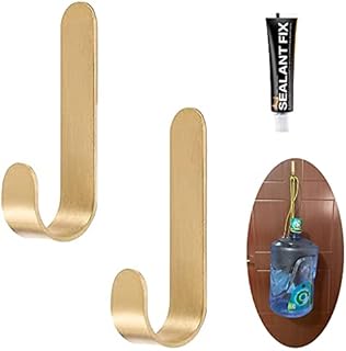 Brass Towel HooksSelf Adhesive Hooks Heavy Duty Brass Robe Hooks for Door Wall Decoration ,Brass Hooks for Bathroom Kitchen,Towel Robe Hat Hangers (2 Pack Large)