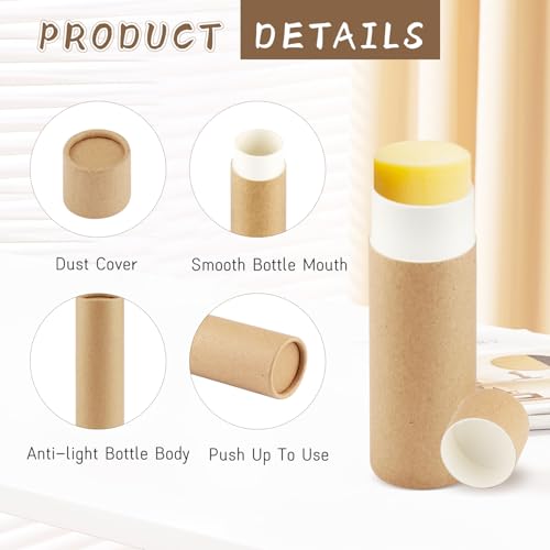 25Pcs 7g Empty Brown Paper Lipbalm Tubes Round Push-Up Paperboard Lipstick Containers for Solid Perfume Ointment Deodorant Lotion Stick Sample3