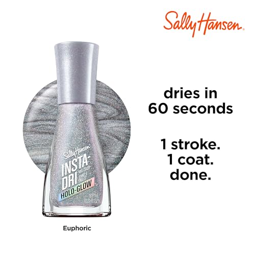 Sally Hansen Insta-Dri Holo-Glow Euphoric lakier do paznokci, prosty w użyciu, trwały, piękny kolor, łatwo rozprowadza się na paznokciach, bez rozmazywania, 0,3 uncji