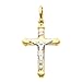 The World Jewelry Center 14k Real Two Tone Gold Jesus Cross Religious Pendant with 1mm Box Link Chain Necklace - 24