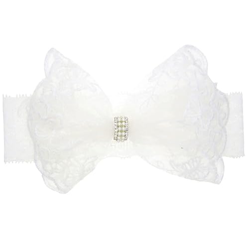 Katutude Diadema de lazo de encaje para bebé, diadema de encaje blanco, accesorios para el cabello, accesorios para el cabello, lazos para bebés