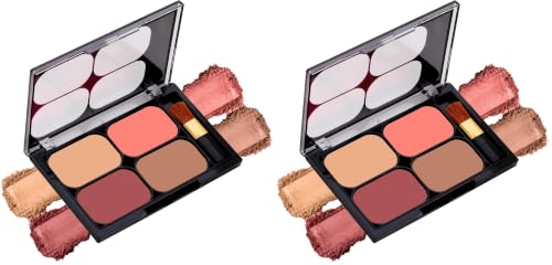 Image of Colors Queen Blush and Highlighter Palette for Face Makeup | Matte Finish, Highly Pigmented & Lightweight Silky Smooth Texture | Blusher and Highlighter Palette with Brush (Multicolor - 04)