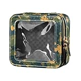 FRODOTGV Kosmetiktasche für Mädchen, marineblau, gestreiftes Seil und Ozean-Aquarell, wasserdicht,...