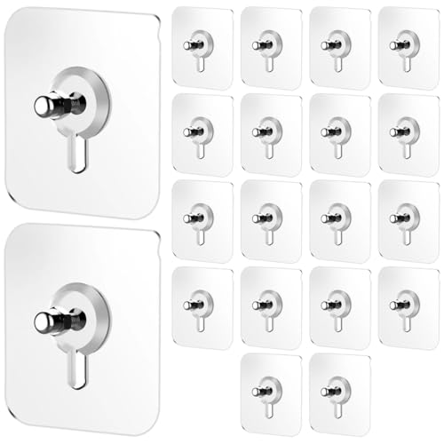 20 Pcs Adhésifs Pour Cadre Photo, Ni Clou Ni Vis Extra Fort, Vis Adhésives Extra Fortes, Vis Adhésives Murales, Crochets Autocollants Sans Perçage, Transparents, Pour Cuisine, Salle De Douche