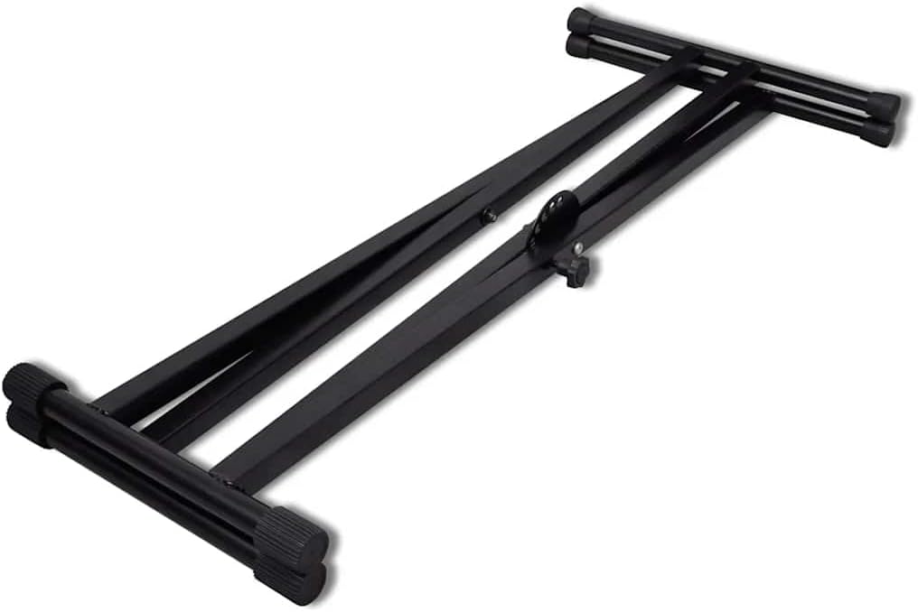 vidaXL Folding Metal Music Keyboard Electric Piano Dual Tube X-Stand Standard Rack