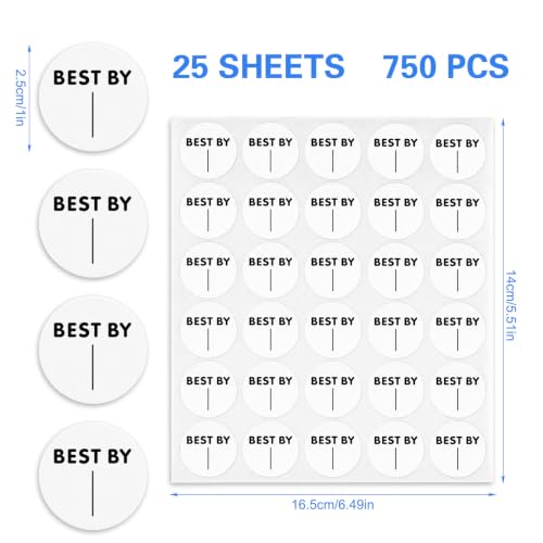 750Pcs Expiration Date Stickers, 1 Inch Best by Labels by Kynigo - Used condition - Image 4