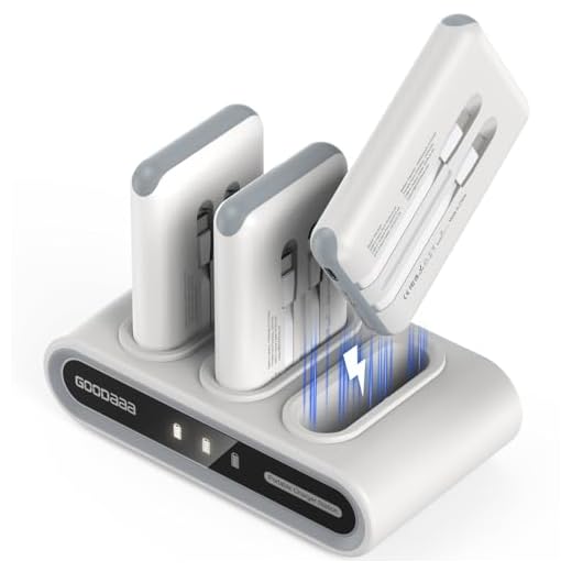 GOODaaa Portable Charger, 3-Pack 10000mAh Slim Power Bank Built in Cables, 3 Outputs 1 Inputs for All Mobile Devices, Charging Station Set Includes 180 DlY Stickers, for Home,Office,Restaurants,Travel