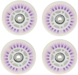 Scooter Wheels 4Pcs 76/80mm Skating Luminous Flashing Inline Roller Skates Shoes Wheels With Stunt Scooter Wheels (Color : 80mm Multicolor)