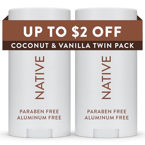 Native Deodorant Contains Naturally Derived Ingredients, 72 Hour Odor Control, Deodorant for Women and Men, Aluminum Free, Coconut & Vanilla 2.3 oz (Pack of 2)