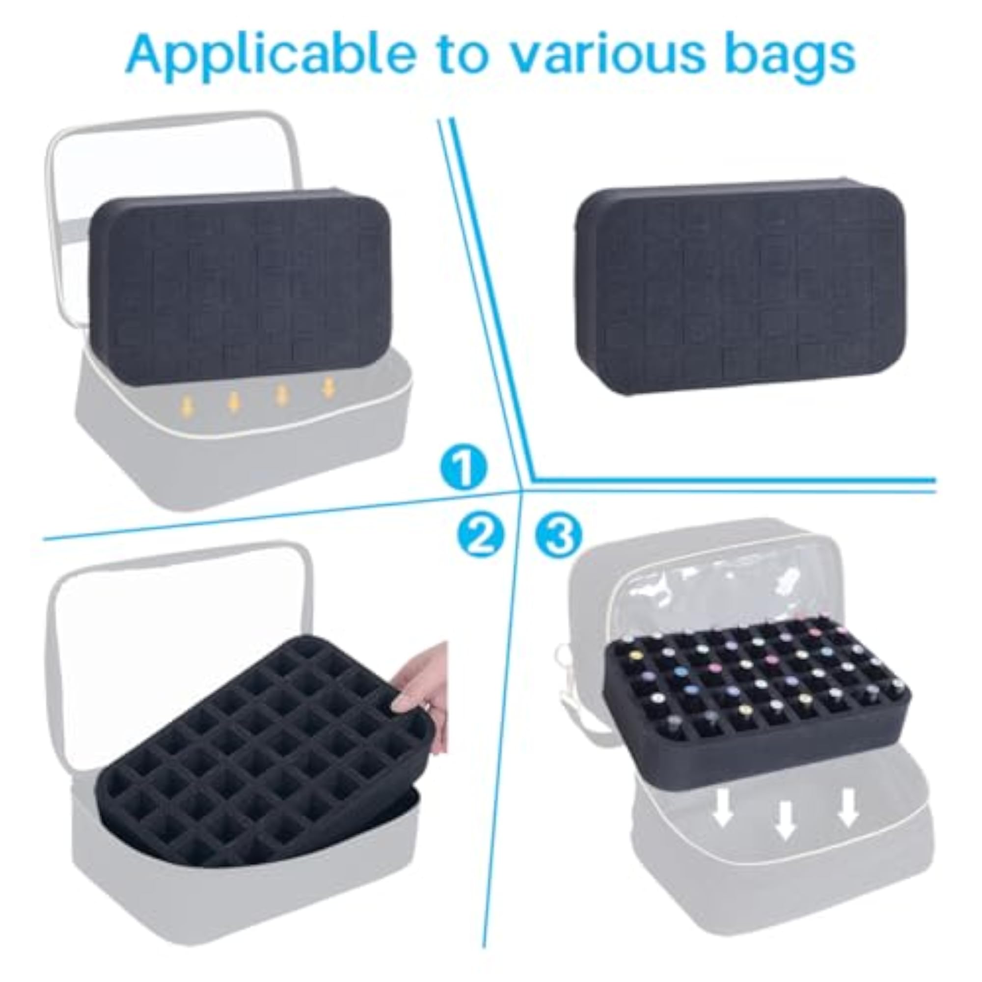 Nail Polish Organizer Holder Foam Pad for 40 Bottles