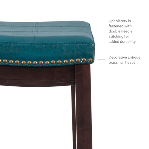 Linon Carson Blue Backless Bar Stool, Brown by Linon - Image 7