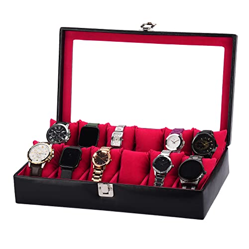 essart Sarvika Faux Leather Mens and Womens Watch Box Holder Organizer Case In 12 Slots of watches In PU Leather with Premium Black-Pink color (WL-12-Black-Pink) (B0BSGMTWJF) Amazon Price History, Amazon Price Tracker