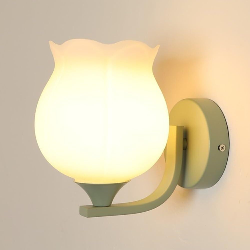 LYOUAE Nordic Wrought Iron Wall Lamp Modern Tulip Flower Wall Sconce