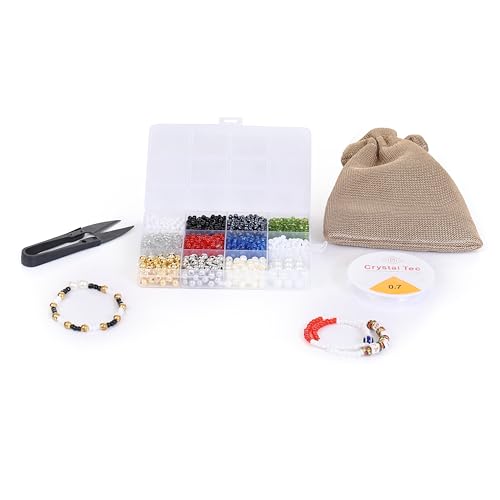 Image of Ambitieux DIY Bracelet Making Kit for Girls - 12 Types Colorful Beads with Charms, Elastic Thread, Earrings, Clasps & Rings - Jewellery Craft Kit for Kids, Birthday Return Gift, Rakhi Special Set for 2 3 4 5 6 7 8 9 10 years (Seed beads 1)