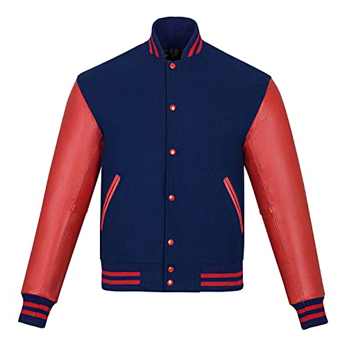 Image of Varsity Jacket Baseball Letterman Jacket- Wool and Leather Premium Quality Unisex Basketball Jacket