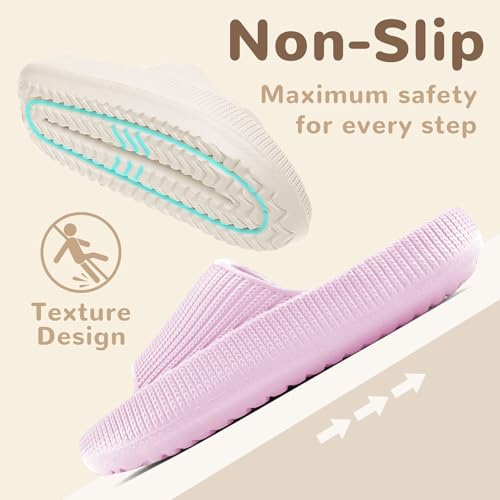 rosyclo Cloud Slides for Kids, Toddler Pillow Slippers Shower Bathroom Non-Slip Open Toe Super Soft Comfy Thick Sole Cozy Boys Girls Home House Cloud Cushion Slide Sandals Indoor Outdoor Shoes, Pink by rosyclo - Used condition - Image 6
