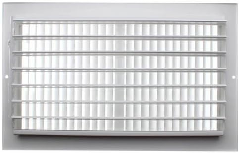 14" x 8" (Wall Opening Size) White Two-Way Steel Sidewall/Ceiling Register (682 Series)