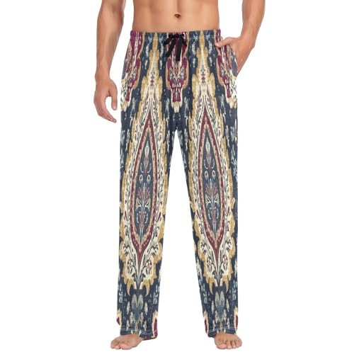 Pantalon de pyjama pour homme multicolore en taille L avec cordon et poches