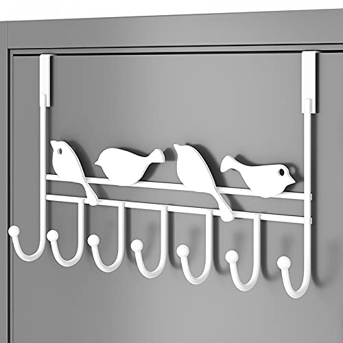 Generico Appendiabiti Appendiabiti Appendiabiti in ghisa per Porta con 7 Ganci Decorativi scaffale per Animali Uccelli Gatti per Camera da Letto Soggiorno Cucina (Bianco Uccello)