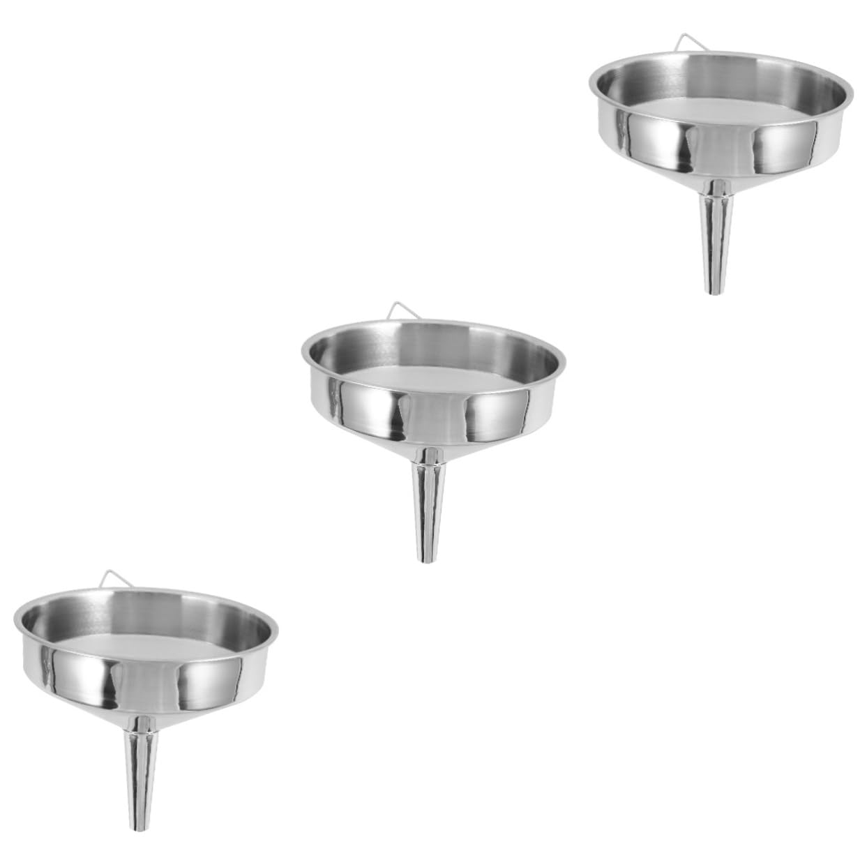 MAGICLULU 3 Stück Verdickter Edelstahltrichter Gas Tank Trichter Ölübertragungstrichter Öltrichter Trichter aus Edelstahl Gastrichter für Autos Autozubehör Rostfreier Stahl Silber