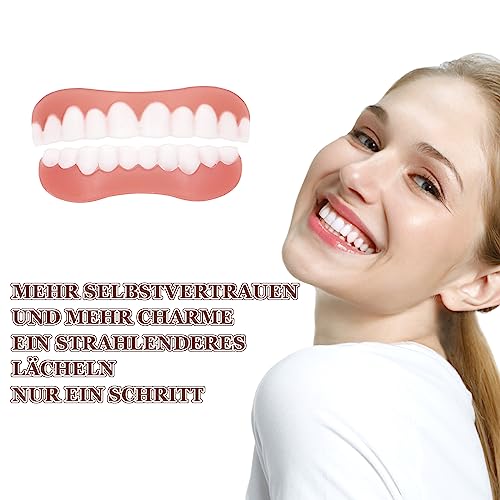 SPOKKI 4 Paar Gefälschte Zähne, Falsche Zähne Veneers, Kosmetische Zahnabdeckung, Zahnprothese Künstliche, Temporäre Zähne, Provisorische Zahnprothese für Frauen Männer