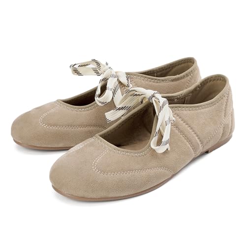 Women's Mary Jane Ballerina Flats Shoes - Comfortable Round Toe with Cross Straps Ballet Flats
