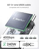 Silkland Kabel USB4 dla Thunderbolt 4, transfer danych 40Gbps, Kabel ładujący PD3.1 240W 48V/5A, 8K@60Hz, USB C do USB C do iPhone15 Pro Max, MacBook Pro, iPad Pro, iMac, Dock, SSD, Monitor - 0.5M