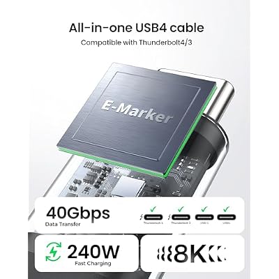 Silkland USB 4 for Thunderbolt 4 Cable 1FT, 40Gbps Data Transfer, 240W PD 3.1 Fast Charging, 8K/5K@60Hz, Short USB C Data Cable, Compatible for SSD, MacBook, iPhone 17/16, Docking, Hub