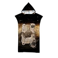 Poncho Asciugamano Con Cappuccio In Microfibra Per Adulti - Telo Mare E Spiaggia Con Stampa Golden Retriever - 2