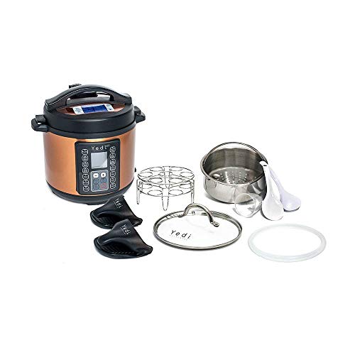 Yedi 9-in-1 Total Package Instant Programmable Pressure Cooker, 6 Quart, Deluxe Accessory kit, Recipes, Pressure Cook, Slow Cook, Rice Cooker, Yogurt Maker, Egg Cook, Sauté, Steamer, Copper