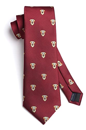 Image of HISDERN Ties for Men Classic Animal Tie and Pocket Square Set Jacquard Woven Silk Neckties Handkerchief Wedding Party