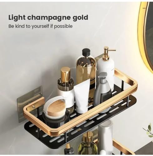 Image of Arto Multipurpose Self-Adhesive Aluminium Bathroom /Kitchen Wall Mounted Storage Organizer Shelf Holder /Rack /Bathroom Accessories.(POF-1)