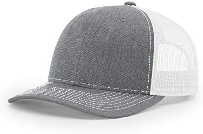 Richardson Unisex 112 Trucker Adjustable Snapback Baseball Cap, Split Heather Grey/White, One Size Fits Most