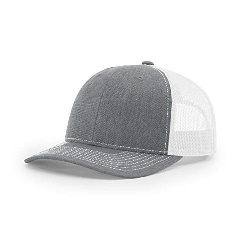 Richardson Unisex 112 Trucker Adjustable Snapback Baseball Cap, Split Heather Grey/White, One Size Fits Most