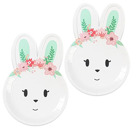 Dulousia LD103 Easter Bunny Plates - 18Pcs 9Inch Biodegradable Pink Rabbit Party Paper Plates thumb #5