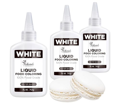 Lebensmittelfarbe Flüssige, Weiß Lebensmittel Farben Set für Kuchen Backen, Macaron, Kekse, Food Coloring Lebensmittelfarben für Kuchendekoration, Flüssig zum Färben von Getränken, DIY Seifen(70gx3)