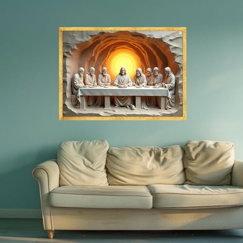 Tableau sur toile La Cène 40x60cm pour décoration chrétienne maison - 3